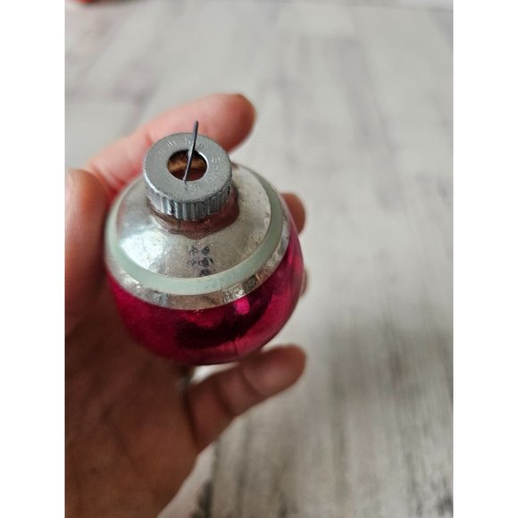 Vintage radko indent double teardrop pink striped ornament mercury glass Xmas tr - Picture 13 of 14